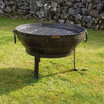 Recycled Kadai  Firebowl with Low Gothic Stand
