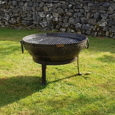 Recycled Kadai  Firebowl with Low Gothic Stand