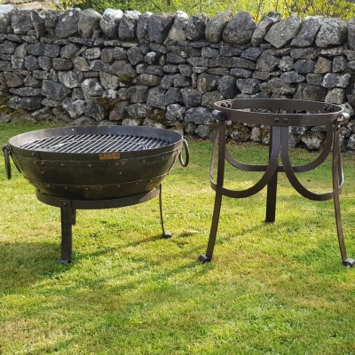 Recycled Kadai BBQ Fire Bowl with High & Low Gothic Stand